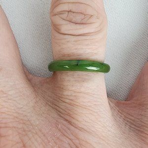 Green Natural Stone Carved Ring Size 7